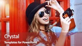  Presentation with walking - Audience pleasing slide set consisting of street fashion - beautiful young woman walking backdrop and a red colored foreground