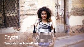  Presentation with urban - Cool new presentation theme with street fashion - young afro american girl backdrop and a coral colored foreground