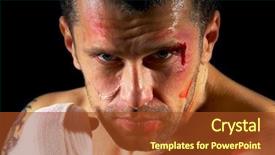  Presentation with blood - Slide deck with street fighter - aggressive boxer with blood background and a  colored foreground