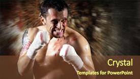  Presentation with boxer - Amazing slide set having street fighter - aggressive boxer with blood backdrop and a  colored foreground