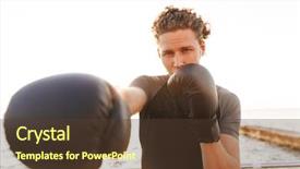  Presentation with sports - Slides consisting of street fighter - photo of young handsome sports background and a  colored foreground