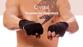  Presentation with fight - Colorful PPT layouts enhanced with street fighter is preparing to fight backdrop and a coral colored foreground