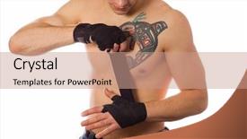  Presentation with fight - Beautiful presentation featuring street fighter is preparing to fight isolated on white backdrop and a coral colored foreground