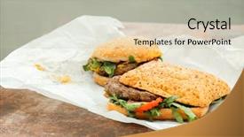  Presentation with street food - Beautiful PPT layouts featuring street food burgers on paper backdrop and a  colored foreground