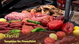  Presentation with street food - Presentation theme with street-food-in-san-fermin background and a tawny brown colored foreground