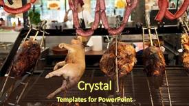  Presentation with street food - Colorful slides enhanced with street food in san fermin backdrop and a tawny brown colored foreground