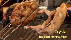  Presentation with street food - Slides featuring street food in san fermin background and a tawny brown colored foreground