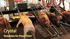  Presentation with street food - Beautiful theme featuring street food in san fermin backdrop and a tawny brown colored foreground