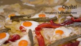  Presentation with street food - Audience pleasing theme consisting of street food in san fermin backdrop and a coral colored foreground