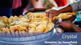  Presentation with street food - Colorful presentation theme enhanced with street-food-samosas-cooked backdrop and a ocean colored foreground