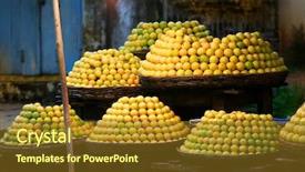  Presentation with large market - Audience pleasing presentation theme consisting of street food vendor - lemon market backdrop and a tawny brown colored foreground