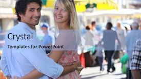  Presentation with market insights - PPT theme enhanced with street food vendor - young couple going background and a light blue colored foreground