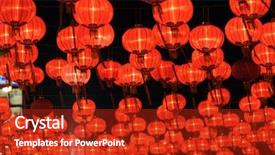  Presentation with lanterns - PPT theme consisting of street for new year background and a crimson colored foreground