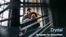  Presentation with gangster - Presentation featuring street gangster commits a robbery background and a tawny brown colored foreground