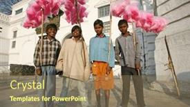  Presentation with kathmandu - Beautiful presentation theme featuring street-hawkers-selling-candy-floss backdrop and a coral colored foreground