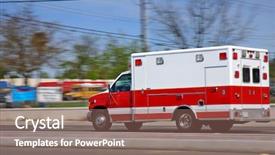  Presentation with ambulance - Colorful slides enhanced with street heading to an emergency backdrop and a violet colored foreground