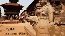  Presentation with nepal - Colorful PPT theme enhanced with street-in-bhaktapur-nepal backdrop and a gold colored foreground