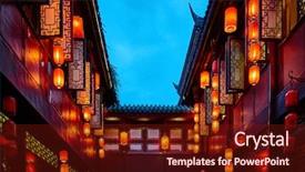  Presentation with pedestrian - Slides consisting of street in chengdu sichuan china background and a tawny brown colored foreground