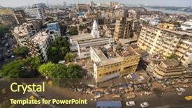  Presentation with city india - PPT theme having street in downtown west bengal background and a tawny brown colored foreground