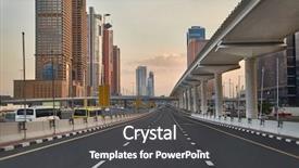  Presentation with dubai animated - Presentation design featuring street in dubai with skyscrapers background and a dark gray colored foreground