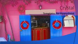  Presentation with street - PPT theme having street-in-kefalonia-island-greece background and a red colored foreground