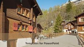  Presentation with switzerland - PPT layouts consisting of street in leukerbad canton of valais in switzerland background and a coral colored foreground