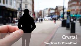  Presentation with cutout paper people standing around globe holding hands - Audience pleasing presentation design consisting of street in london united kingdom backdrop and a gray colored foreground