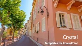  Presentation with street - Colorful PPT layouts enhanced with street in monaco village backdrop and a coral colored foreground