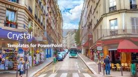  Presentation with paris france - Cool new PPT theme with street-in-quarter-montmartre backdrop and a violet colored foreground