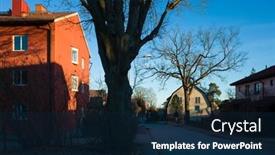  Presentation with city street - PPT layouts having street-in-residential-area background and a navy blue colored foreground