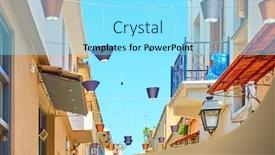  Presentation with street - Amazing presentation theme having street-in-rethymno-decorated backdrop and a arctic colored foreground