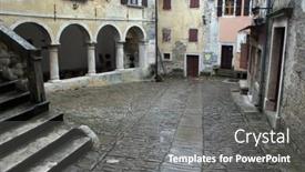  Presentation with croatia - Slide deck featuring street-in-small-town-groznjan background and a gray colored foreground