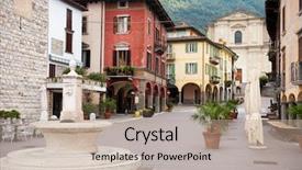  Presentation with italian - Audience pleasing PPT theme consisting of street in the italian village backdrop and a coral colored foreground