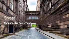  Presentation with scotland - Cool new PPT layouts with street-in-the-old-town backdrop and a tawny brown colored foreground