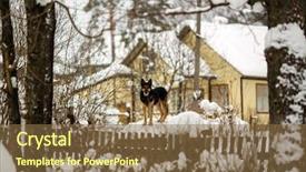  Presentation with snow blizzard in winter - Presentation featuring street in the russian village background and a tawny brown colored foreground