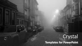  Presentation with fog - Presentation theme consisting of street-in-the-thick-fog background and a dark gray colored foreground
