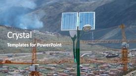  Presentation with solar light - Beautiful presentation theme featuring street lamp post with solar backdrop and a teal colored foreground