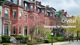  Presentation with boston - Presentation theme consisting of street lamps - back bay boston background and a coral colored foreground