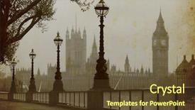  Presentation with fog - Presentation having street lamps - big ben houses of parliament background and a tawny brown colored foreground