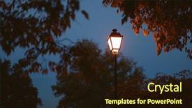  Presentation with dark blue - Presentation theme having street lamps - lighted lantern on a dark background and a wine colored foreground