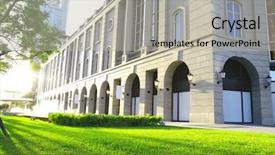  Presentation with street lamps - Cool new theme with street lamps - sunlight and modern building backdrop and a mint green colored foreground