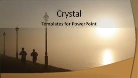  Presentation with street lamps - Presentation theme consisting of street lamps - waterfront sidewalk in the golden background and a coral colored foreground