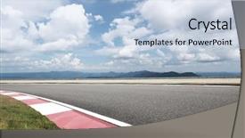  Presentation with hill road - Slide deck featuring street landscape - empty asphalt road and green background and a light blue colored foreground