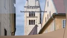  Presentation with prague - Colorful presentation enhanced with street leading to historical the so called hradcany district with famous prague castle prague czech republic backdrop and a light blue colored foreground