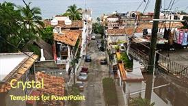  Presentation with pacific - PPT layouts with street leading to pacific ocean in puerto vallarta mexico background and a tawny brown colored foreground