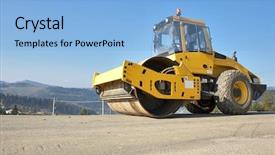  Presentation with heavy equipment - Presentation theme with street leveling heavy equipment background and a light blue colored foreground