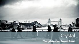  Presentation with city street - Presentation theme enhanced with street life - business man stands still background and a gray colored foreground