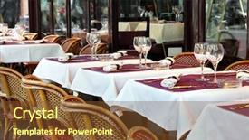  Presentation with paris - PPT theme with street life - typical sidewalk restaurant scene background and a tawny brown colored foreground