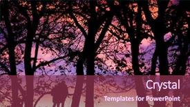  Presentation with landscape - PPT layouts featuring street life - young people silhouette photos background and a violet colored foreground