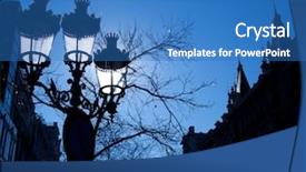  Presentation with logo barcelona - PPT layouts having street lighting poles - barcelona rambla catalunya streetlights backligth background and a teal colored foreground